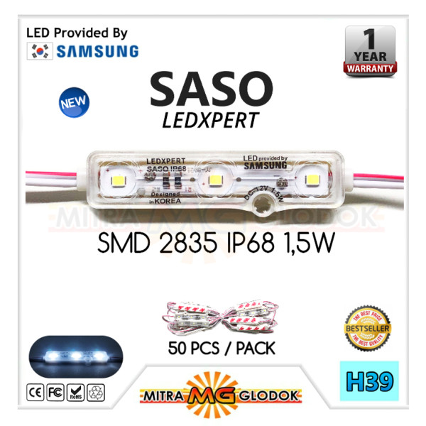 LED Module Saso LEDXpert Samsung KW SMD 2835 Cover Transparan | 3 Mata - White / Putih